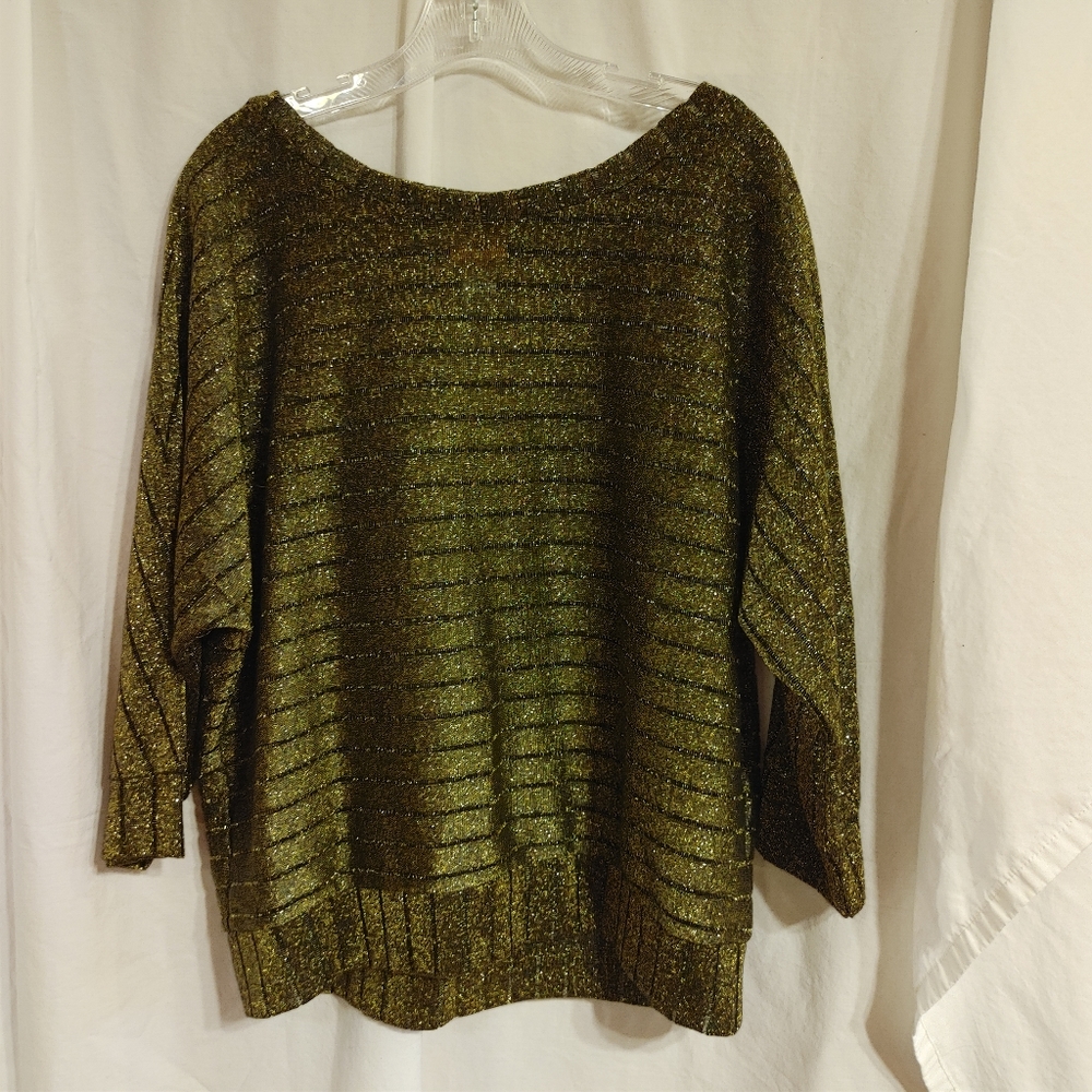 Ruby Rd Gold Lame Dolman sleeve Top